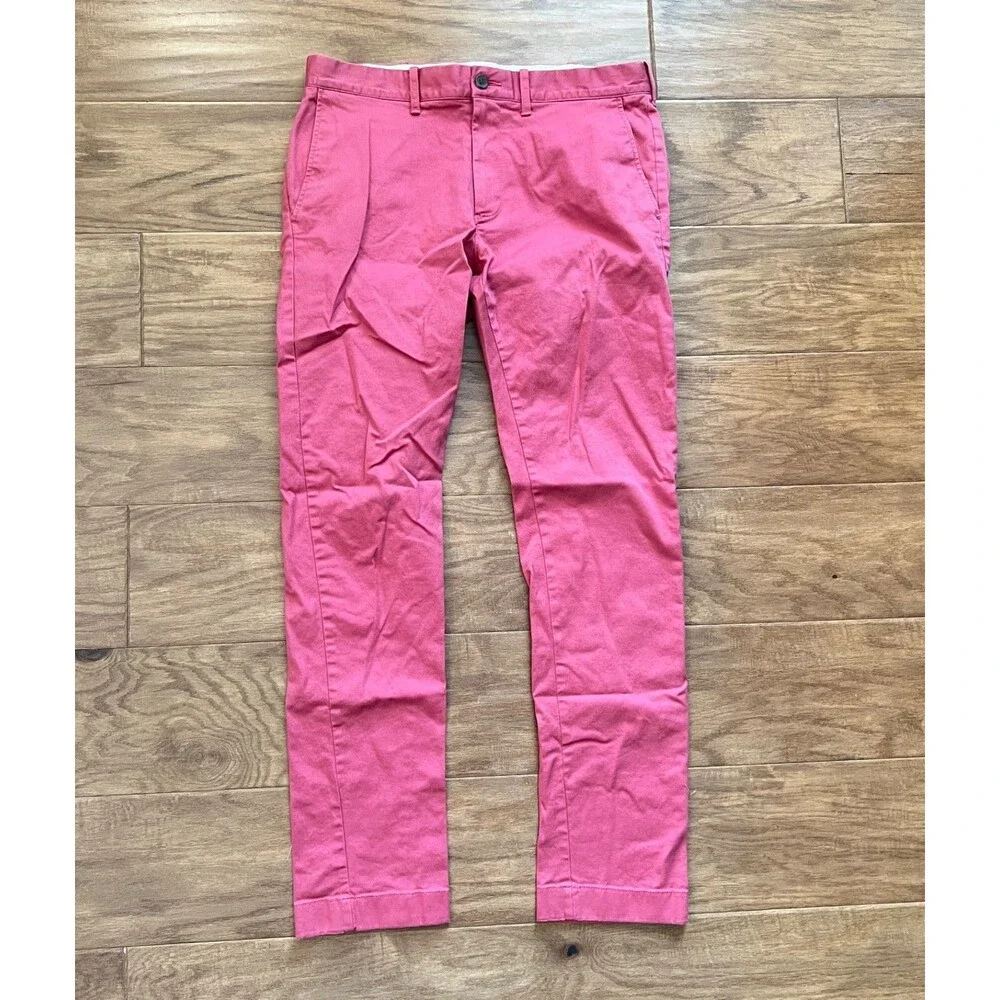 J.Crew Factory Mercantile Pants Men's Size 31x32 Flex-Slim Chino Pink/Red